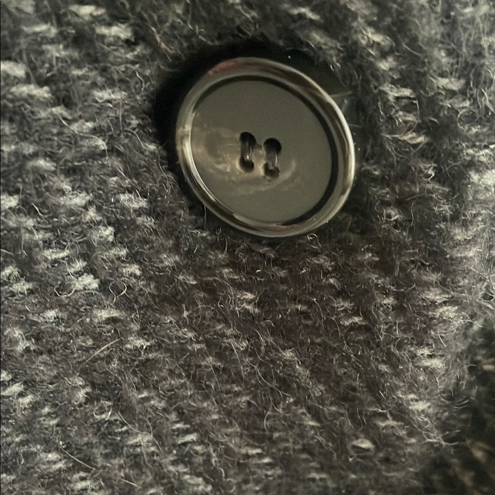 Bennetton Black and Gray Wool/Mohair Blend Coat - Picture 3 of 9